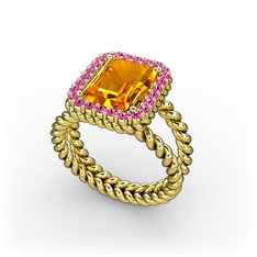 Ellora Yüzük - Sitrin ve rodolit garnet 14 ayar altın yüzük #1wok3xq