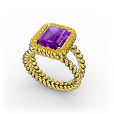 Ellora Yüzük - Ametist ve sitrin 14 ayar altın yüzük #1xjjh3n