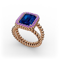 Lab safir ve ametist 8 ayar rose altın yüzük