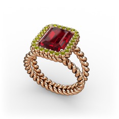 Ellora Yüzük - Garnet ve peridot 18 ayar rose altın yüzük #1yzs4qy