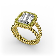 Ellora Yüzük - Swarovski ve peridot 8 ayar altın yüzük #2svprk