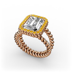 Ellora Yüzük - Swarovski ve sitrin 8 ayar rose altın yüzük #494m38