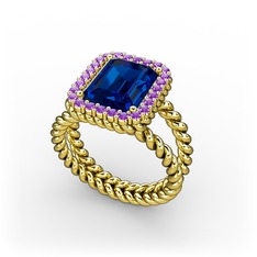 Lab safir ve ametist 8 ayar altın yüzük