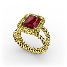 Ellora Yüzük - Garnet ve peridot 18 ayar altın yüzük #4y278m