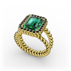 Yeşil kuvars ve siyah zirkon 8 ayar altın yüzük