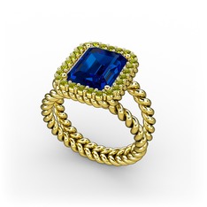 Ellora Yüzük - Lab safir ve peridot 18 ayar altın yüzük #8cvajm