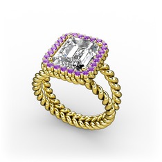 Ellora Yüzük - Swarovski ve ametist 14 ayar altın yüzük #8r3s7u