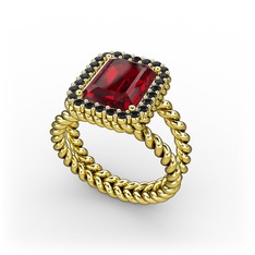 Ellora Yüzük - Garnet ve siyah zirkon 14 ayar altın yüzük #ay0ai8