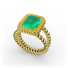 Ellora Yüzük - Kök zümrüt ve sitrin 18 ayar altın yüzük #b696y0