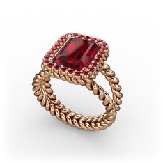 Ellora Yüzük - Garnet 8 ayar rose altın yüzük #bv22fr