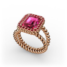 Rodolit garnet ve garnet 18 ayar rose altın yüzük