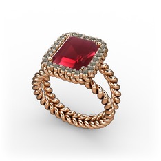 Ellora Yüzük - Kök yakut ve dumanlı kuvars 925 ayar rose altın kaplama gümüş yüzük #cfrvhu