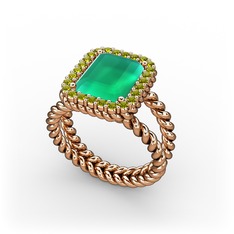 Ellora Yüzük - Kök zümrüt ve peridot 925 ayar rose altın kaplama gümüş yüzük #eg6ea5