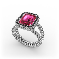 Ellora Yüzük - Rodolit garnet ve siyah zirkon 925 ayar gümüş yüzük #f8zmq5