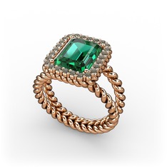 Yeşil kuvars ve dumanlı kuvars 18 ayar rose altın yüzük