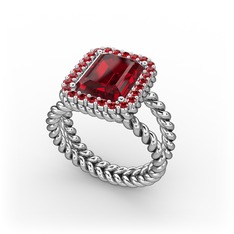 Ellora Yüzük - Garnet 18 ayar beyaz altın yüzük #is53q1