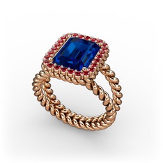 Lab safir ve garnet 14 ayar rose altın yüzük