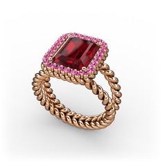 Ellora Yüzük - Garnet ve rodolit garnet 18 ayar rose altın yüzük #rf37gc