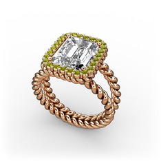 Swarovski ve peridot 14 ayar rose altın yüzük