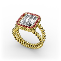 Swarovski ve garnet 18 ayar altın yüzük