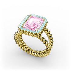 Ellora Yüzük - Pembe kuvars ve akuamarin 14 ayar altın yüzük #sopib
