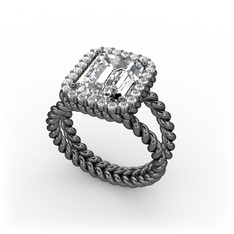 Ellora Yüzük - Swarovski ve pırlanta 925 ayar siyah rodyum kaplama gümüş yüzük (0.39 karat) #umuwpo