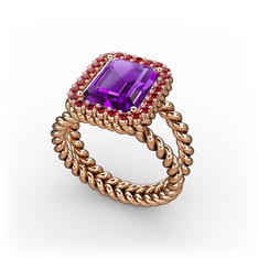 Ametist ve garnet 8 ayar rose altın yüzük