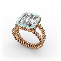 Ellora Yüzük - Swarovski ve akuamarin 18 ayar rose altın yüzük #v4hkam