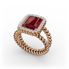 Ellora Yüzük - Garnet ve pırlanta 14 ayar rose altın yüzük (0.39 karat) #wn2sju