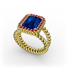 Lab safir ve garnet 14 ayar altın yüzük