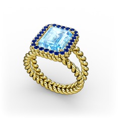 Ellora Yüzük - Akuamarin ve lab safir 8 ayar altın yüzük #xsukh0