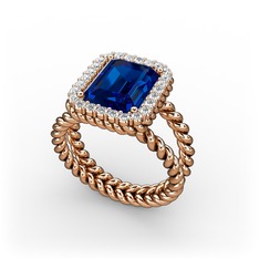 Ellora Yüzük - Lab safir ve pırlanta 14 ayar rose altın yüzük (0.39 karat) #xyxp8u