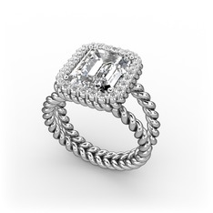 Ellora Yüzük - Swarovski ve pırlanta 8 ayar beyaz altın yüzük (0.39 karat) #zmlb8w