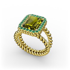 Ellora Yüzük - Peridot ve yeşil kuvars 925 ayar altın kaplama gümüş yüzük #zor1pi