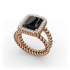 Siyah zirkon ve swarovski 18 ayar rose altın yüzük