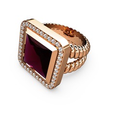 Armonia Yüzük - Rodolit garnet ve swarovski 925 ayar rose altın kaplama gümüş yüzük #10b6hgh