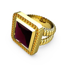 Armonia Yüzük - Rodolit garnet ve sitrin 8 ayar altın yüzük #10myh57