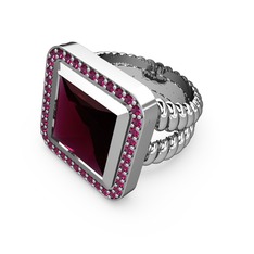Rodolit garnet 8 ayar beyaz altın yüzük