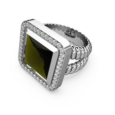 Armonia Yüzük - Peridot ve swarovski 18 ayar beyaz altın yüzük #130oztr