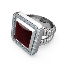 Armonia Yüzük - Garnet ve akuamarin 925 ayar gümüş yüzük #13xy8j9