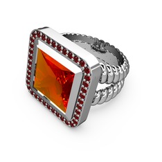 Armonia Yüzük - Sitrin ve garnet 8 ayar beyaz altın yüzük #15fzchz