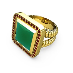 Armonia Yüzük - Kök zümrüt ve garnet 925 ayar altın kaplama gümüş yüzük #16bx84g