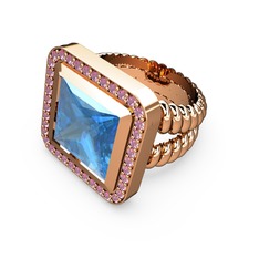 Armonia Yüzük - Akuamarin ve pembe kuvars 18 ayar rose altın yüzük #16unvn1