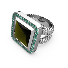 Armonia Yüzük - Peridot ve yeşil kuvars 925 ayar gümüş yüzük #195xqxq