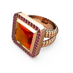 Armonia Yüzük - Sitrin ve rodolit garnet 925 ayar rose altın kaplama gümüş yüzük #1a6axwx