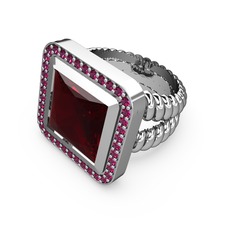 Garnet ve rodolit garnet 18 ayar beyaz altın yüzük