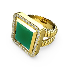 Armonia Yüzük - Kök zümrüt ve swarovski 8 ayar altın yüzük #1b2c12t