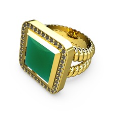 Armonia Yüzük - Kök zümrüt ve dumanlı kuvars 925 ayar altın kaplama gümüş yüzük #1bj6jgz