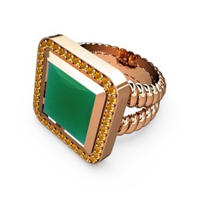 Armonia Yüzük - Kök zümrüt ve sitrin 925 ayar rose altın kaplama gümüş yüzük #1cmvizj