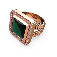 Yeşil kuvars ve pembe kuvars 8 ayar rose altın yüzük